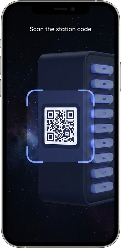 Scanning the QR code on an ANJUM station